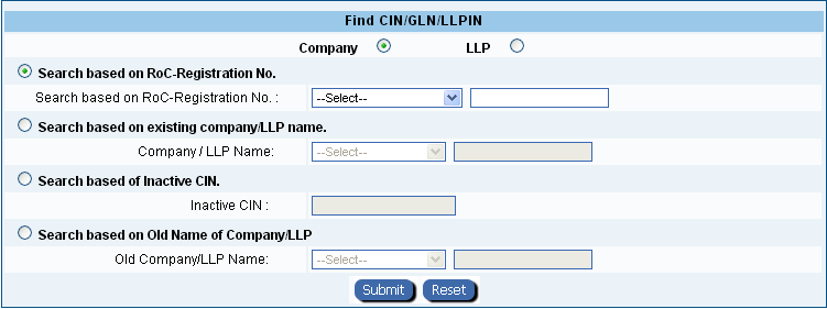 Check Company CIN based on name of company, Search ROC Address